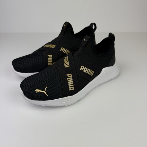 Puma Other - PUMA GIRLS BLACK SHOE WIRED RUN‎ SLIP ON SUMER JR 381 994-02 Size 2C